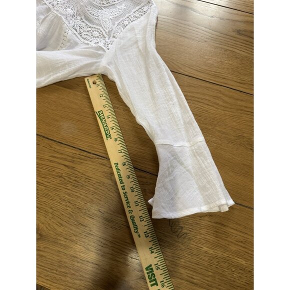 Zac & Rachel Floral Embroidered Tunic Top White Lightweight Flowing Size Small - Picture 7 of 10